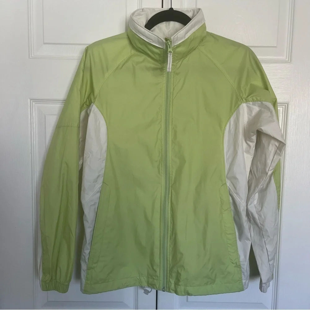 Light Green and Beige Columbia Packable Full Zip Windbreaker Jacket Size S